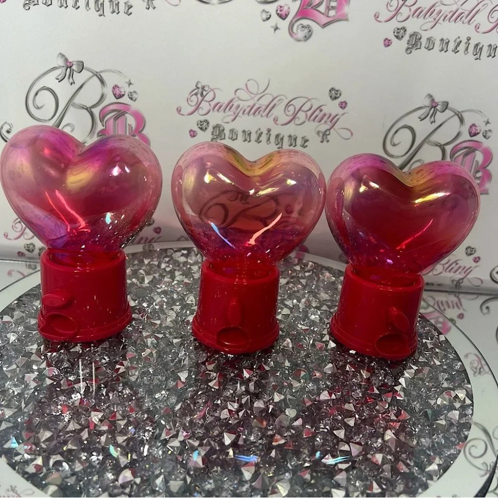 Heart shaped candy/pill dispenser holographic storage holder decor turn able y2k